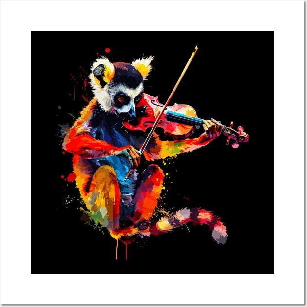 Lemur Playing Violin Wall Art by JH Mart